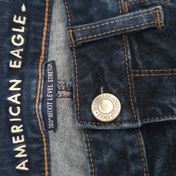 American Eagle | Distressed Hi-Rise Jegging Dark Wash Skinny Jeans Size 0 Short - Picture 6 of 8